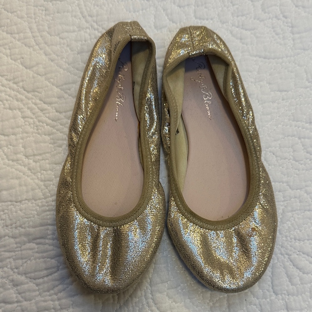 Riley & bloom girls Gold Glitter Ballet Flats sz 11